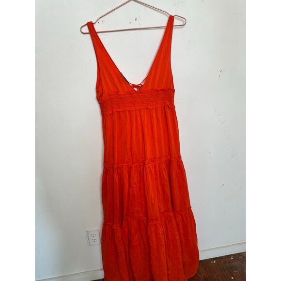 NICHOLAS Orange Mylah Plunge Neck Tie Front Beachy Boho Maxi Dress Size US 4 - Picture 5 of 16